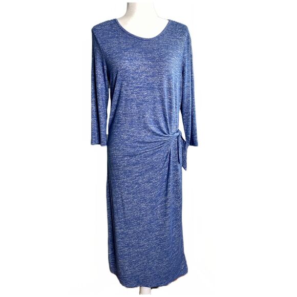 Gap Soft Jersey Midi Sweater Dress Chrome Blue Heather Women's Medium Chic Cozy - Picture 1 of 8